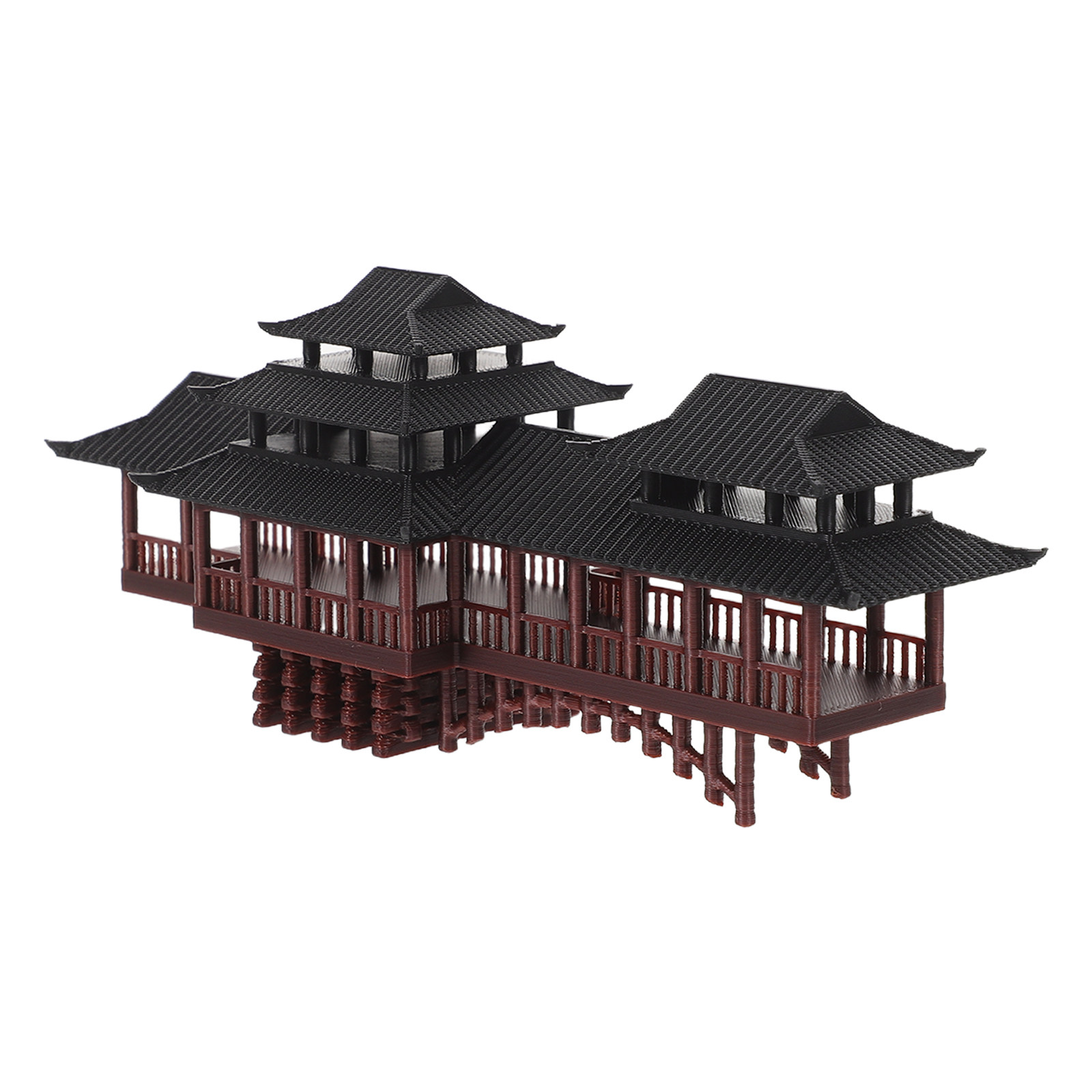 Bonsai Garden For Desk - Plastic Decorative Garden Bridge Pavilion Statue
