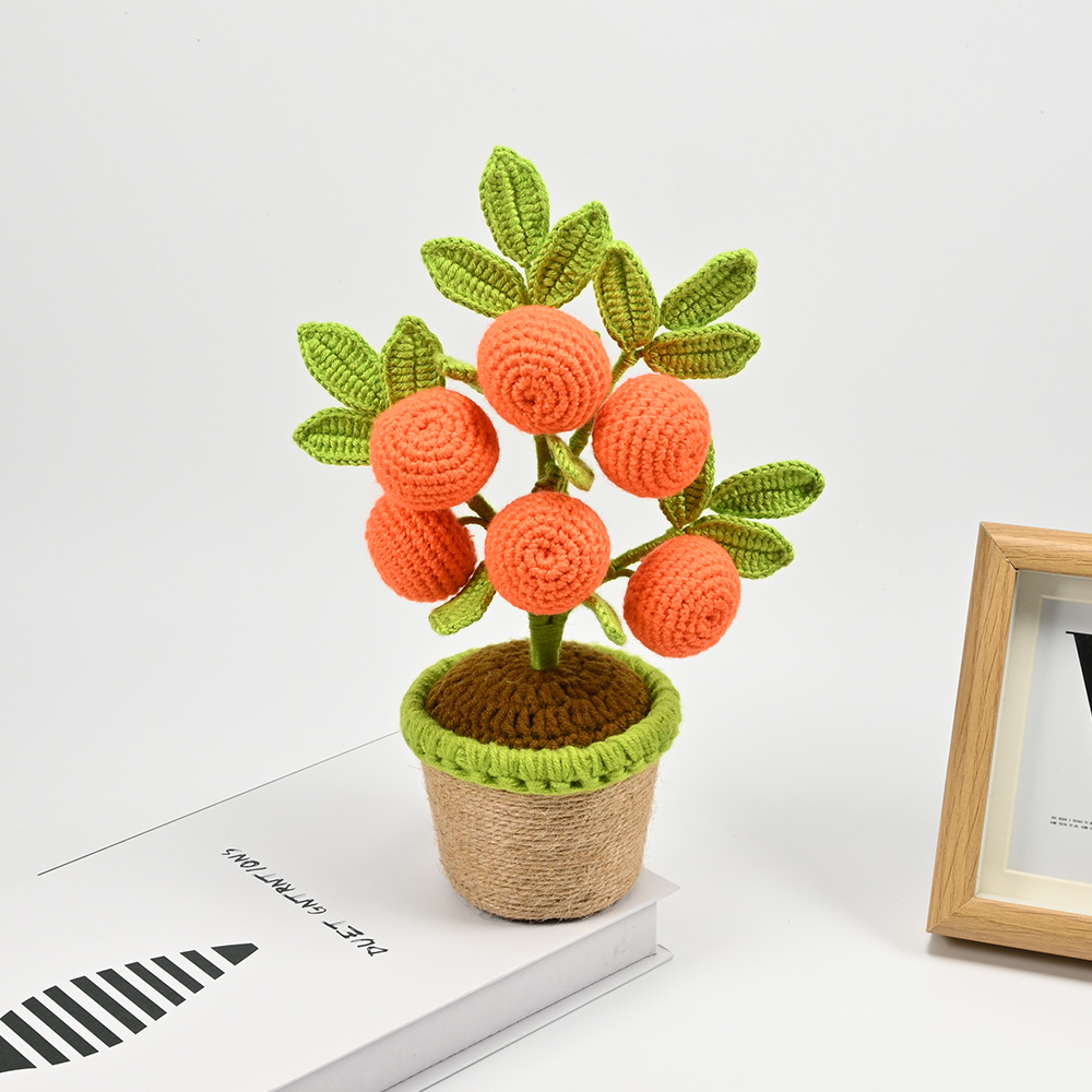 Artificial Crochet Orange Plan - Bonsai Garden For Desk ulasan dan harga
