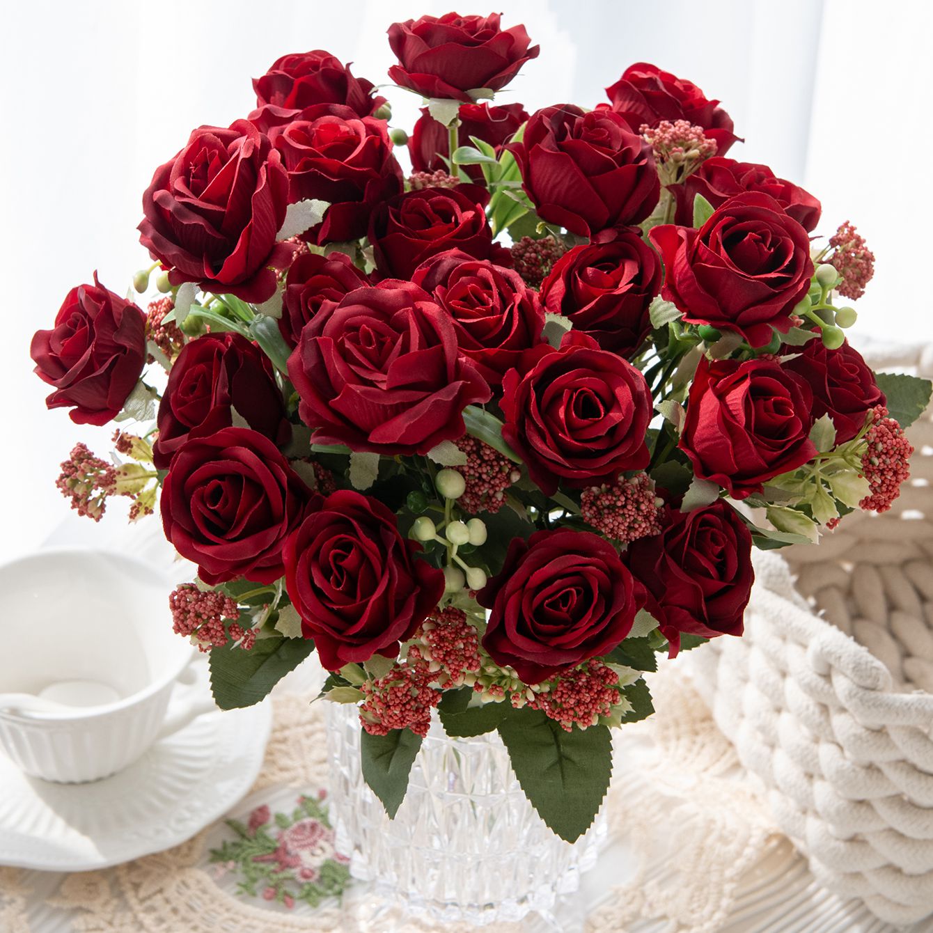 Artificial Flower Silk Rose Fe - Bonsai Garden Festival ulasan dan harga